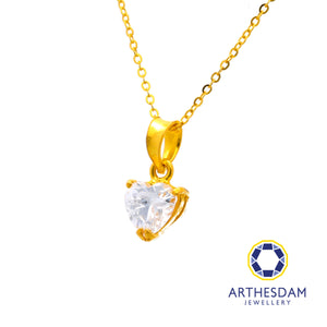 Arthesdam Jewellery 916 Gold Glittering Stone Heart Pendant
