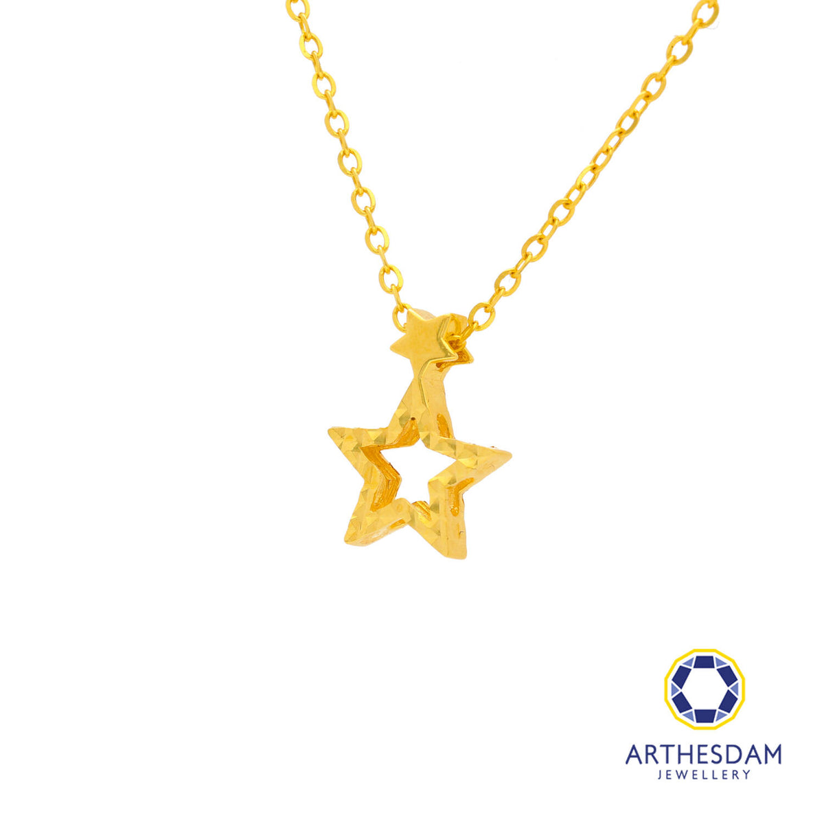 Arthesdam Jewellery 916 Gold Double Star Necklace