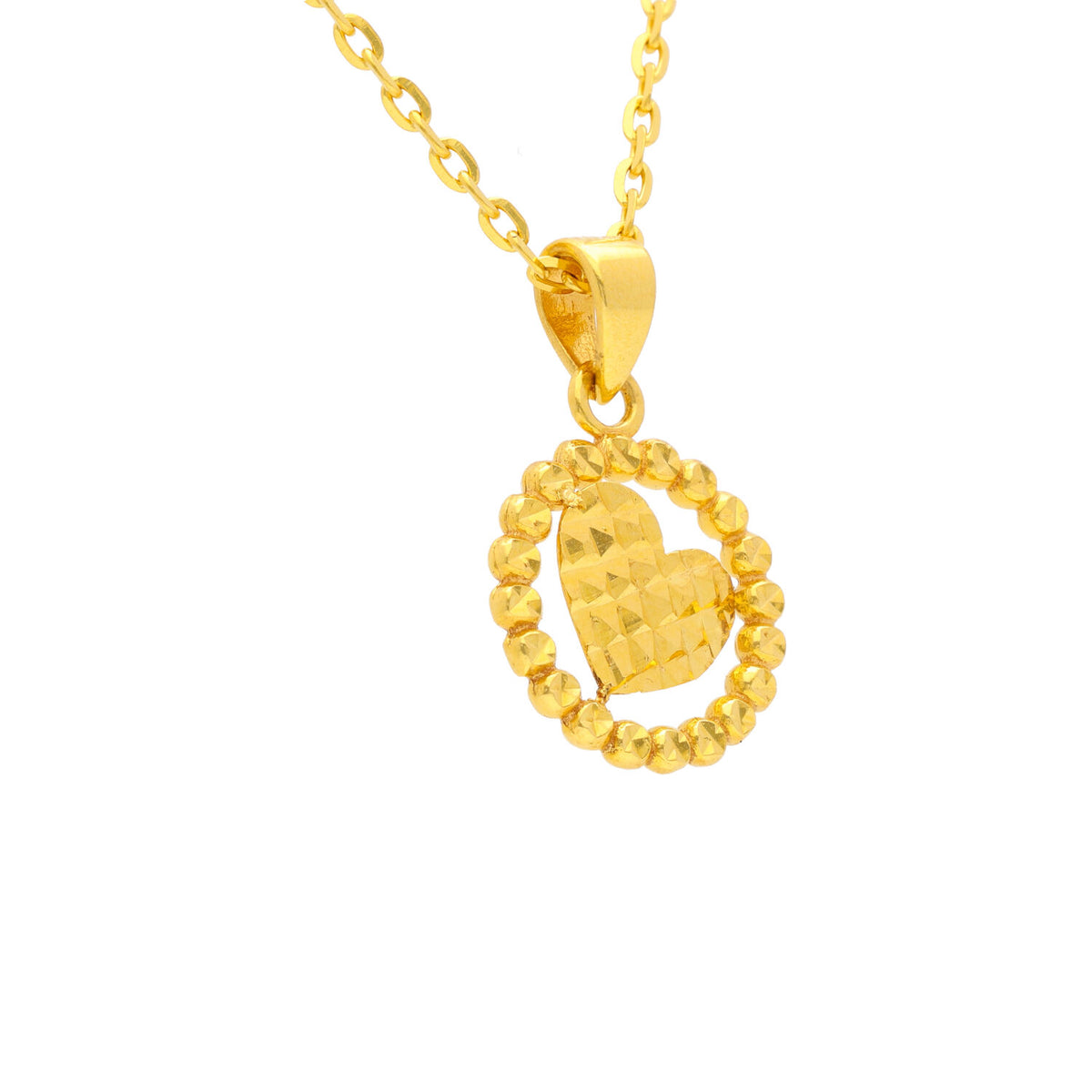 Arthesdam Jewellery 916 Gold Faceted Heart With Frame Pendant
