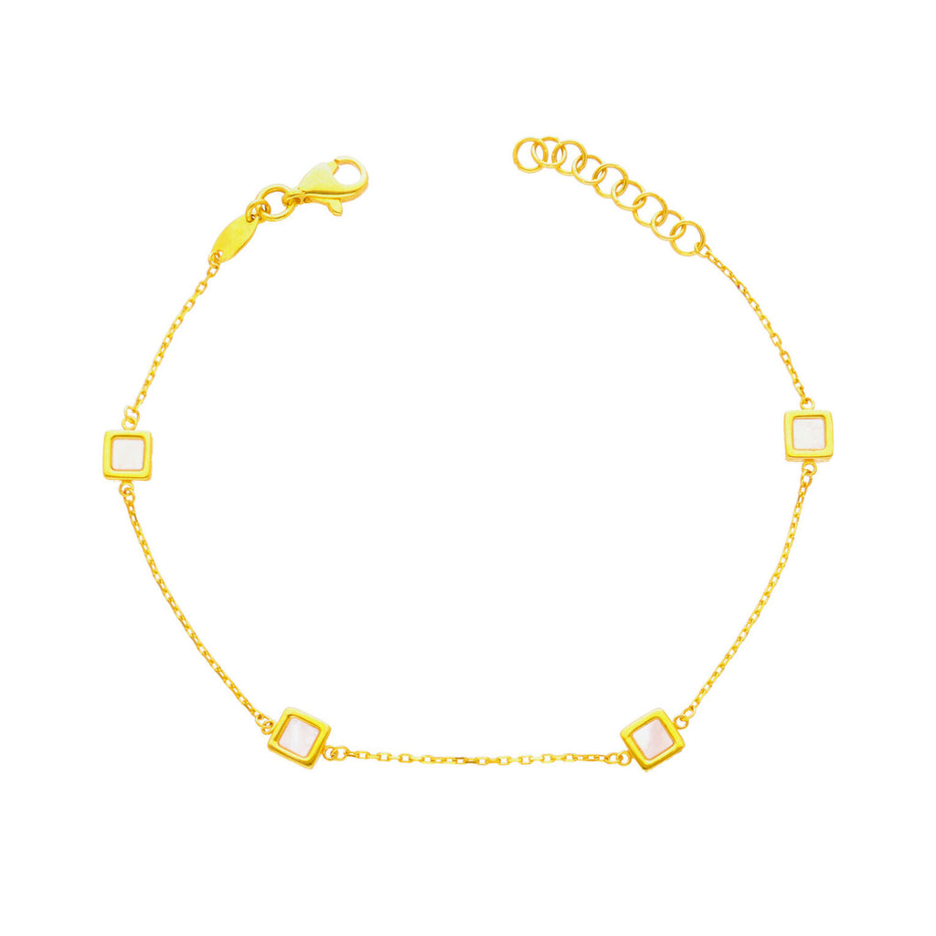 Arthesdam Jewellery 916 Gold Dainty Mother-of-Pearl Squares Bracelet