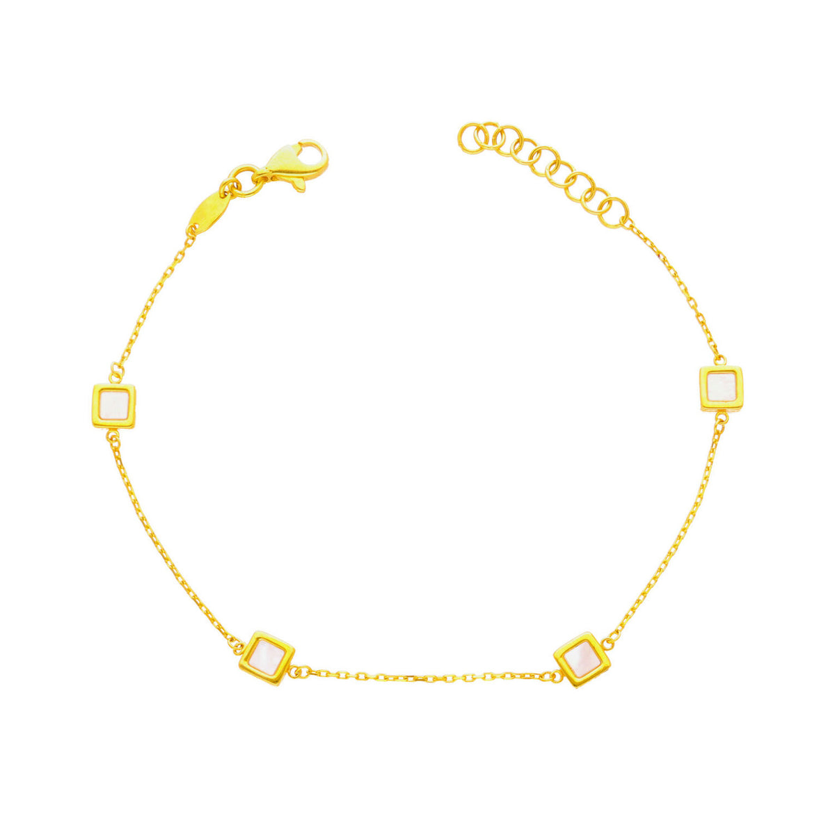 Arthesdam Jewellery 916 Gold Dainty Mother-of-Pearl Squares Bracelet