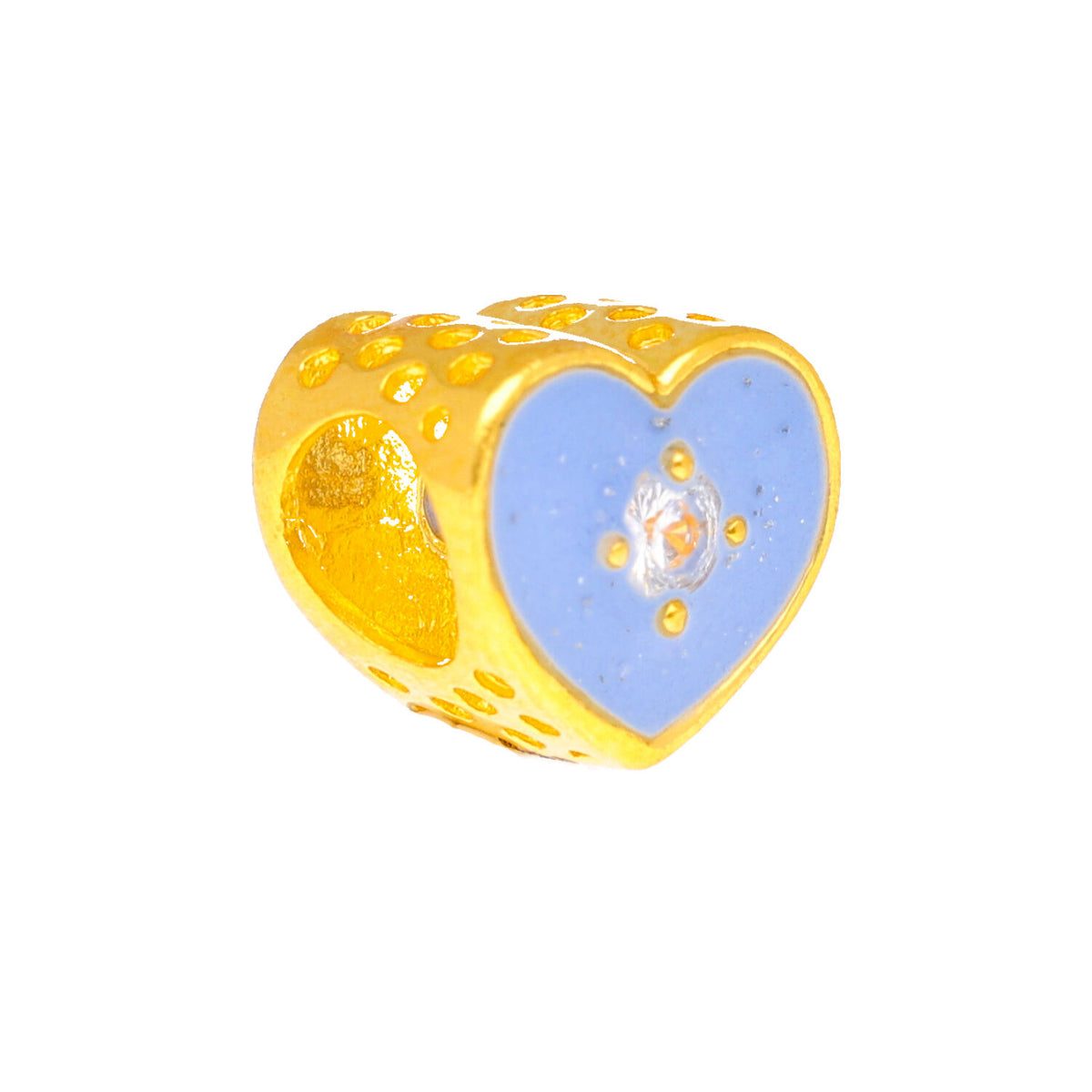 Arthesdam Jewellery 916 Gold Blue Heart with Stone Charm