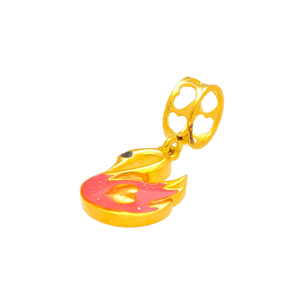 Arthesdam Jewellery 916 Gold Adorable Pink Swan Charm