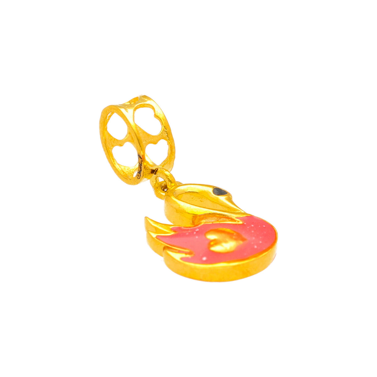 Arthesdam Jewellery 916 Gold Adorable Pink Swan Charm