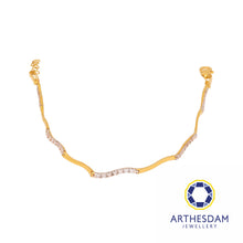 Load image into Gallery viewer, Arthesdam Jewellery 916 Gold Two-Toned Semi-Stiff Curvy Stone Tube Bracelet

