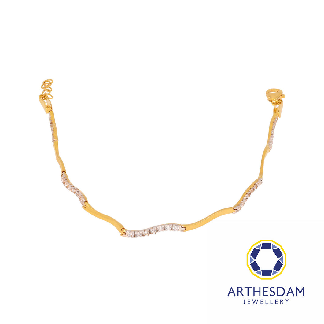 Arthesdam Jewellery 916 Gold Two-Toned Semi-Stiff Curvy Stone Tube Bracelet