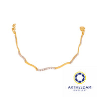 Arthesdam Jewellery 916 Gold Two-Toned Semi-Stiff Curvy Stone Tube Bracelet