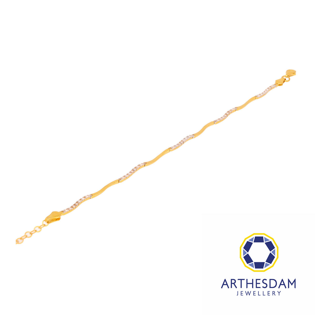 Arthesdam Jewellery 916 Gold Two-Toned Semi-Stiff Curvy Stone Tube Bracelet