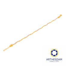Load image into Gallery viewer, Arthesdam Jewellery 916 Gold Two-Toned Semi-Stiff Curvy Stone Tube Bracelet
