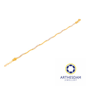 Arthesdam Jewellery 916 Gold Two-Toned Semi-Stiff Curvy Stone Tube Bracelet