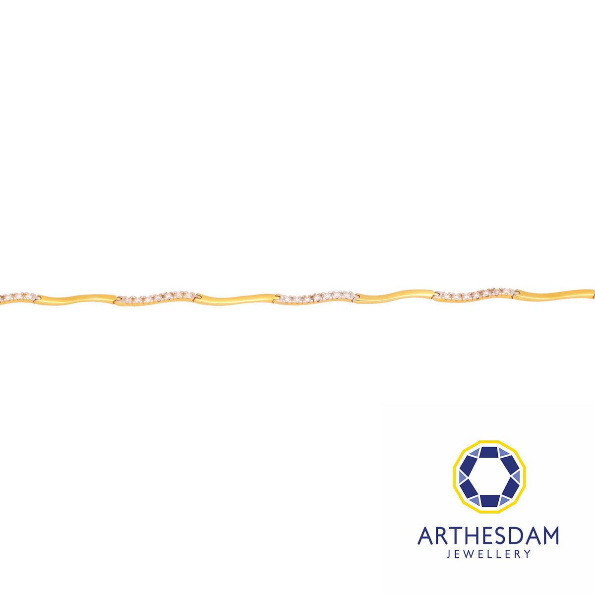 Arthesdam Jewellery 916 Gold Two-Toned Semi-Stiff Curvy Stone Tube Bracelet
