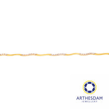 Load image into Gallery viewer, Arthesdam Jewellery 916 Gold Two-Toned Semi-Stiff Curvy Stone Tube Bracelet
