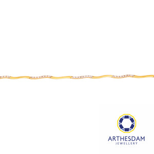 Arthesdam Jewellery 916 Gold Two-Toned Semi-Stiff Curvy Stone Tube Bracelet