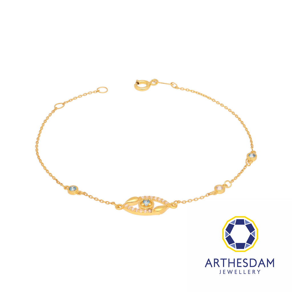 Arthesdam Jewellery 916 Gold Blue Evil Eye Pave Bracelet