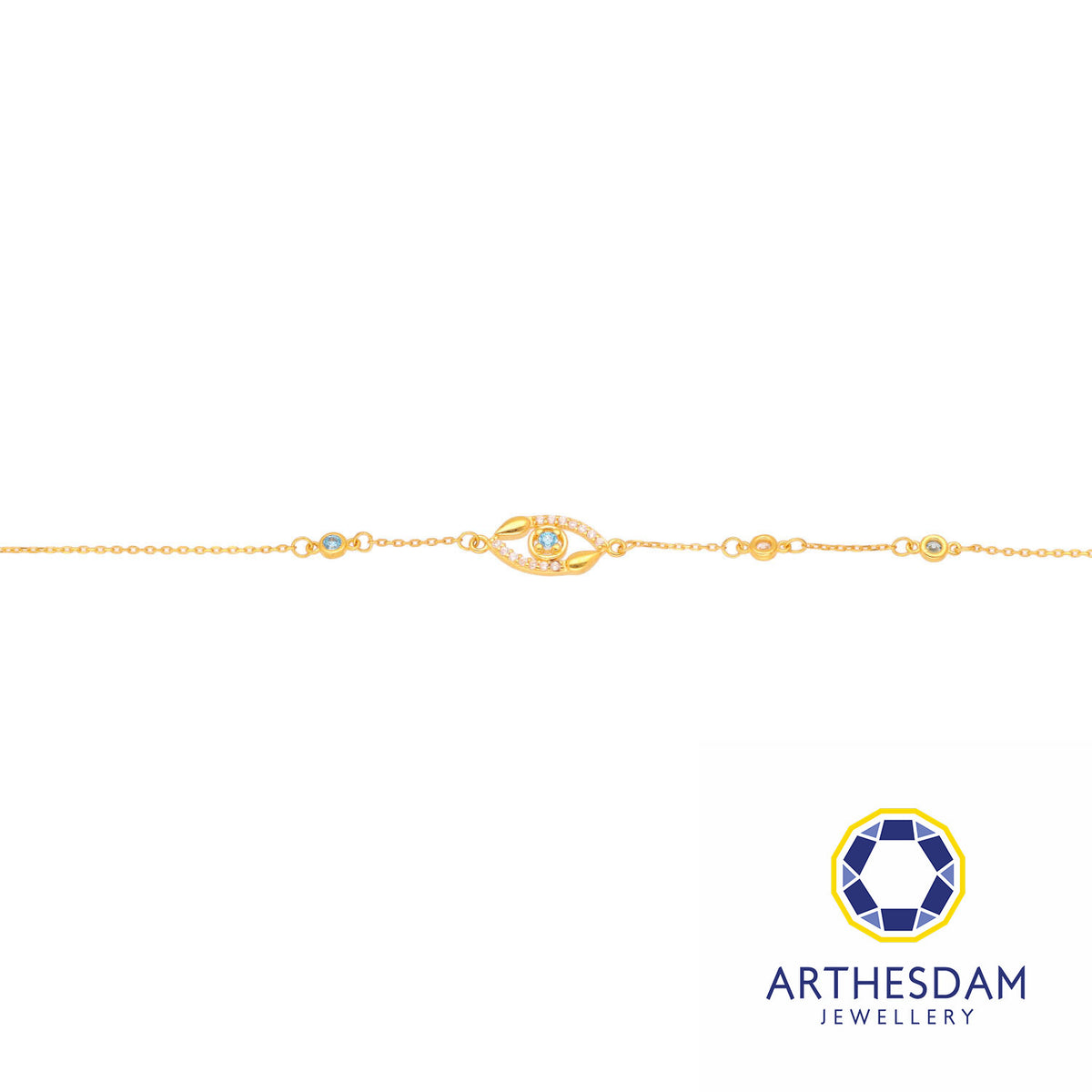 Arthesdam Jewellery 916 Gold Blue Evil Eye Pave Bracelet
