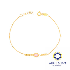 Arthesdam Jewellery 916 Gold Pink Teardrop Bracelet