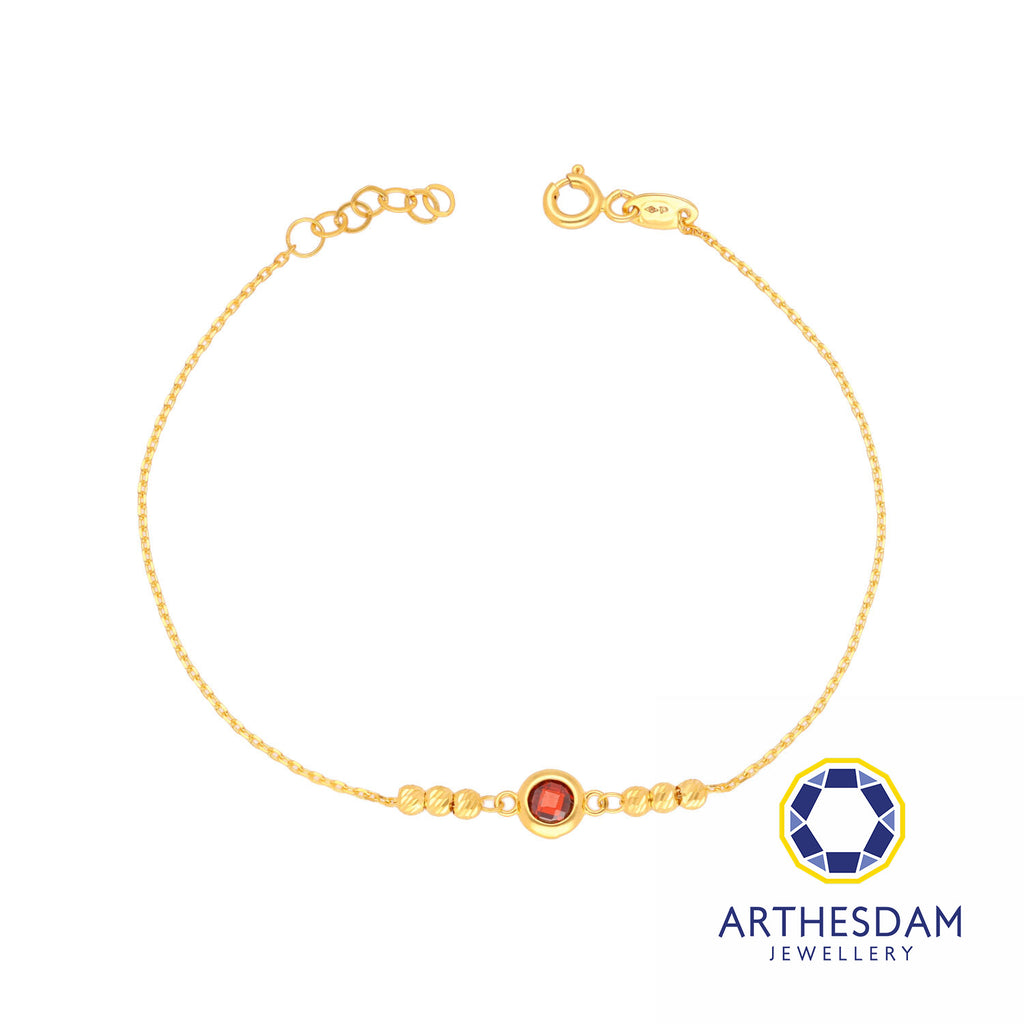 Arthesdam Jewellery 916 Gold Brick Red Circle Bracelet