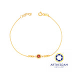 Arthesdam Jewellery 916 Gold Brick Red Circle Bracelet