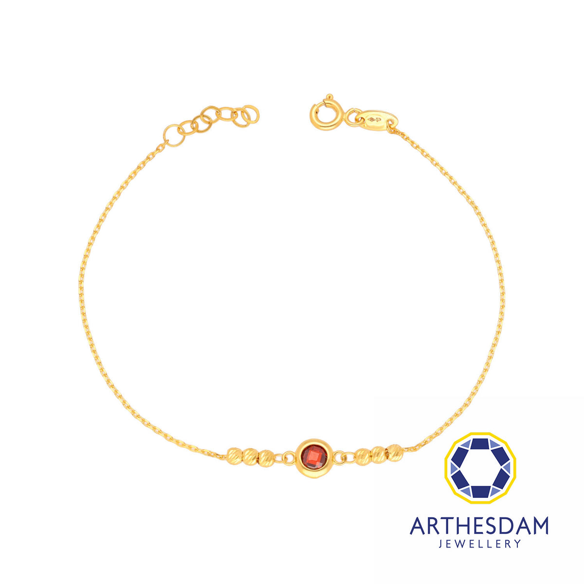 Arthesdam Jewellery 916 Gold Brick Red Circle Bracelet