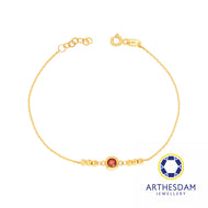 Arthesdam Jewellery 916 Gold Brick Red Circle Bracelet