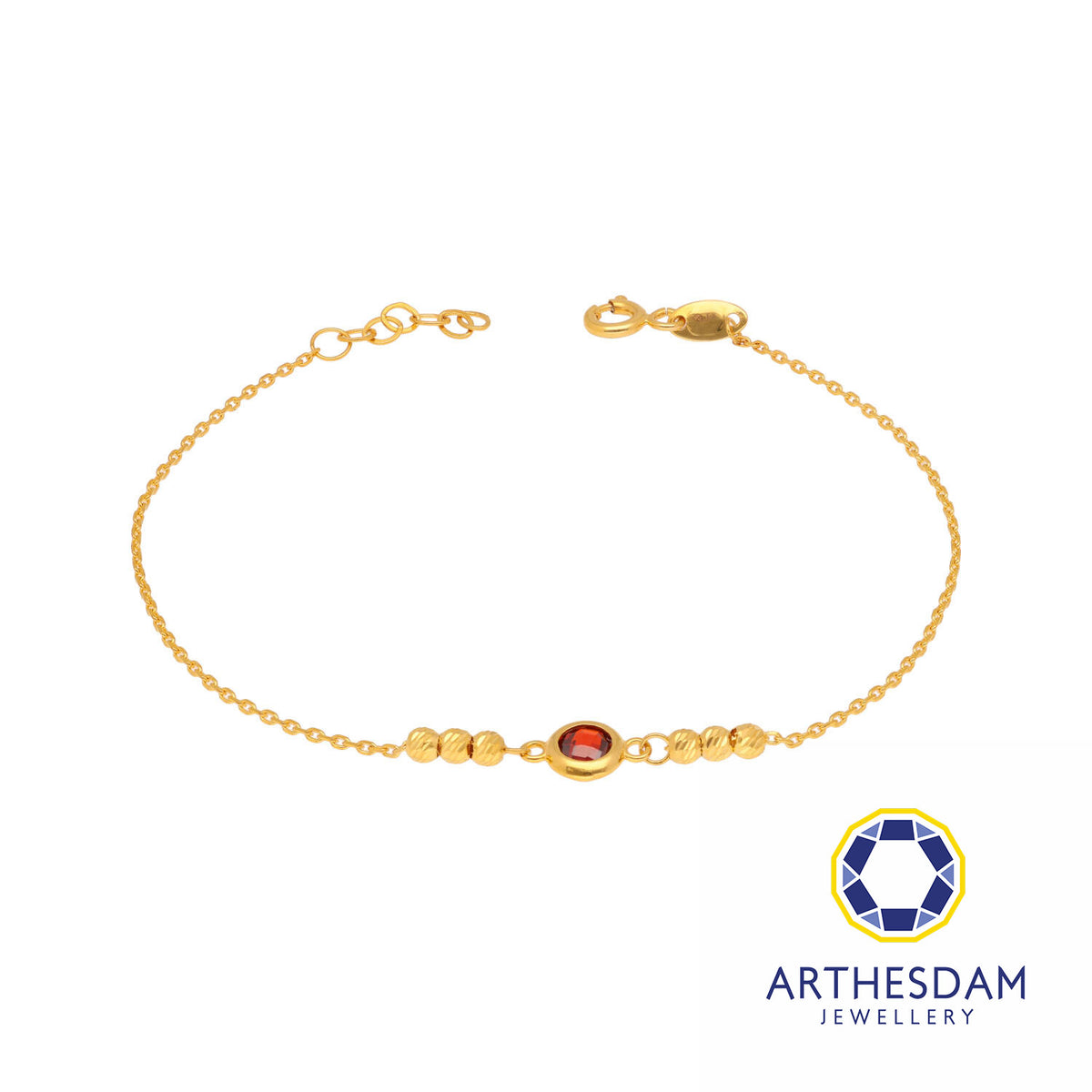 Arthesdam Jewellery 916 Gold Brick Red Circle Bracelet