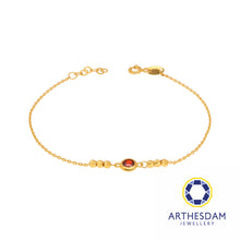 Load image into Gallery viewer, Arthesdam Jewellery 916 Gold Brick Red Circle Bracelet
