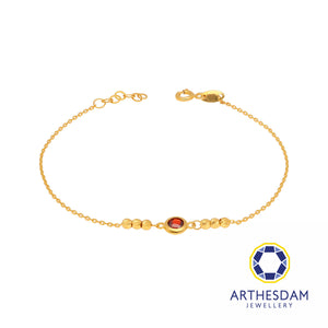 Arthesdam Jewellery 916 Gold Brick Red Circle Bracelet