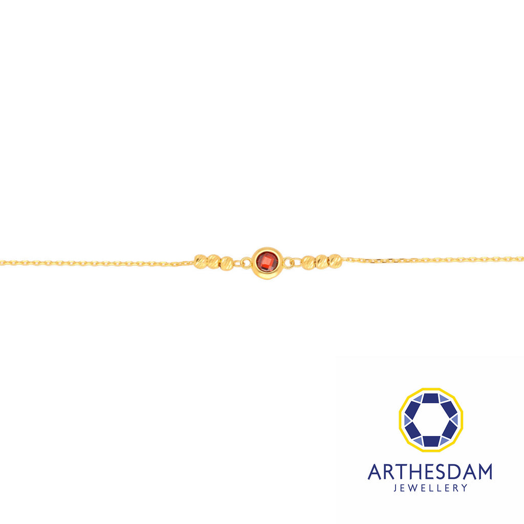 Arthesdam Jewellery 916 Gold Brick Red Circle Bracelet