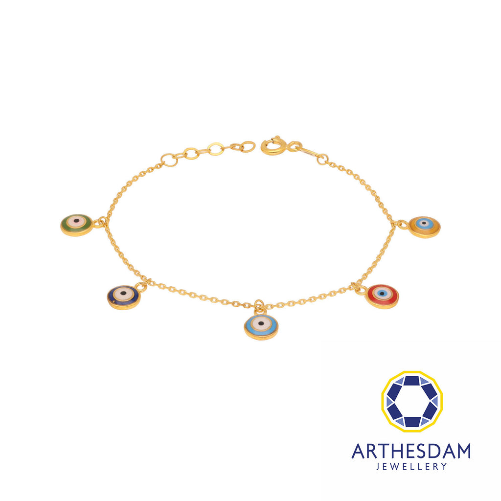 Arthesdam Jewellery 916 Gold Multi-Colour Evil Eye Bracelet