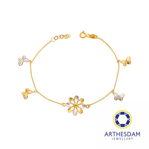 Arthesdam Jewellery 916 Gold Two-Toned Butterfly with Flower Bracelet