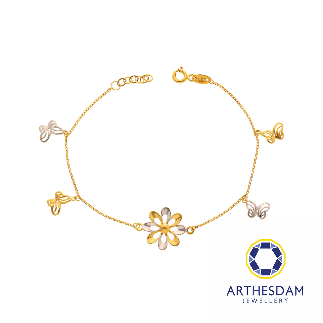 Arthesdam Jewellery 916 Gold Two-Toned Butterfly with Flower Bracelet