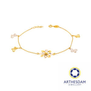 Arthesdam Jewellery 916 Gold Two-Toned Butterfly with Flower Bracelet