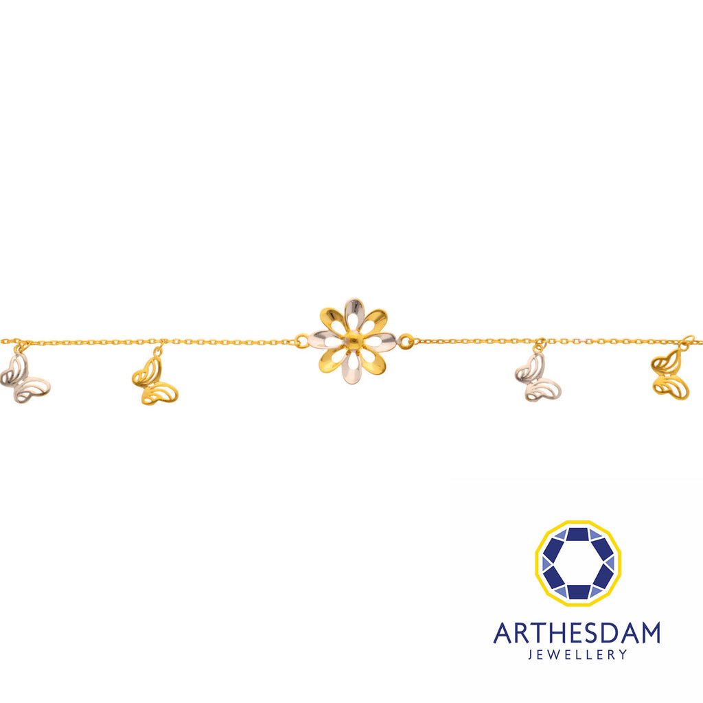 Arthesdam Jewellery 916 Gold Two-Toned Butterfly with Flower Bracelet