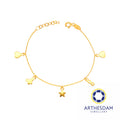 Arthesdam Jewellery 916 Gold Multi-Dangling Dainty Charm Bracelet
