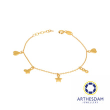 Load image into Gallery viewer, Arthesdam Jewellery 916 Gold Multi-Dangling Dainty Charm Bracelet
