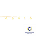 Arthesdam Jewellery 916 Gold Multi-Dangling Dainty Charm Bracelet
