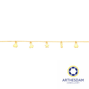 Arthesdam Jewellery 916 Gold Multi-Dangling Dainty Charm Bracelet