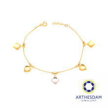 Load image into Gallery viewer, Arthesdam Jewellery 916 Gold Two-Toned Clover with Heart Bracelet
