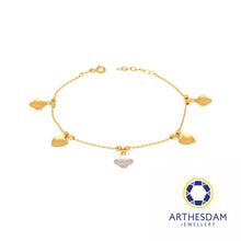 Load image into Gallery viewer, Arthesdam Jewellery 916 Gold Two-Toned Clover with Heart Bracelet
