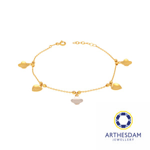 Arthesdam Jewellery 916 Gold Two-Toned Clover with Heart Bracelet