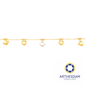 Arthesdam Jewellery 916 Gold Two-Toned Clover with Heart Bracelet