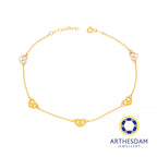 Arthesdam Jewellery 916 Gold Two-Toned Heart Marina Link Anklet