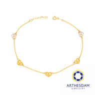 Arthesdam Jewellery 916 Gold Two-Toned Heart Marina Link Anklet