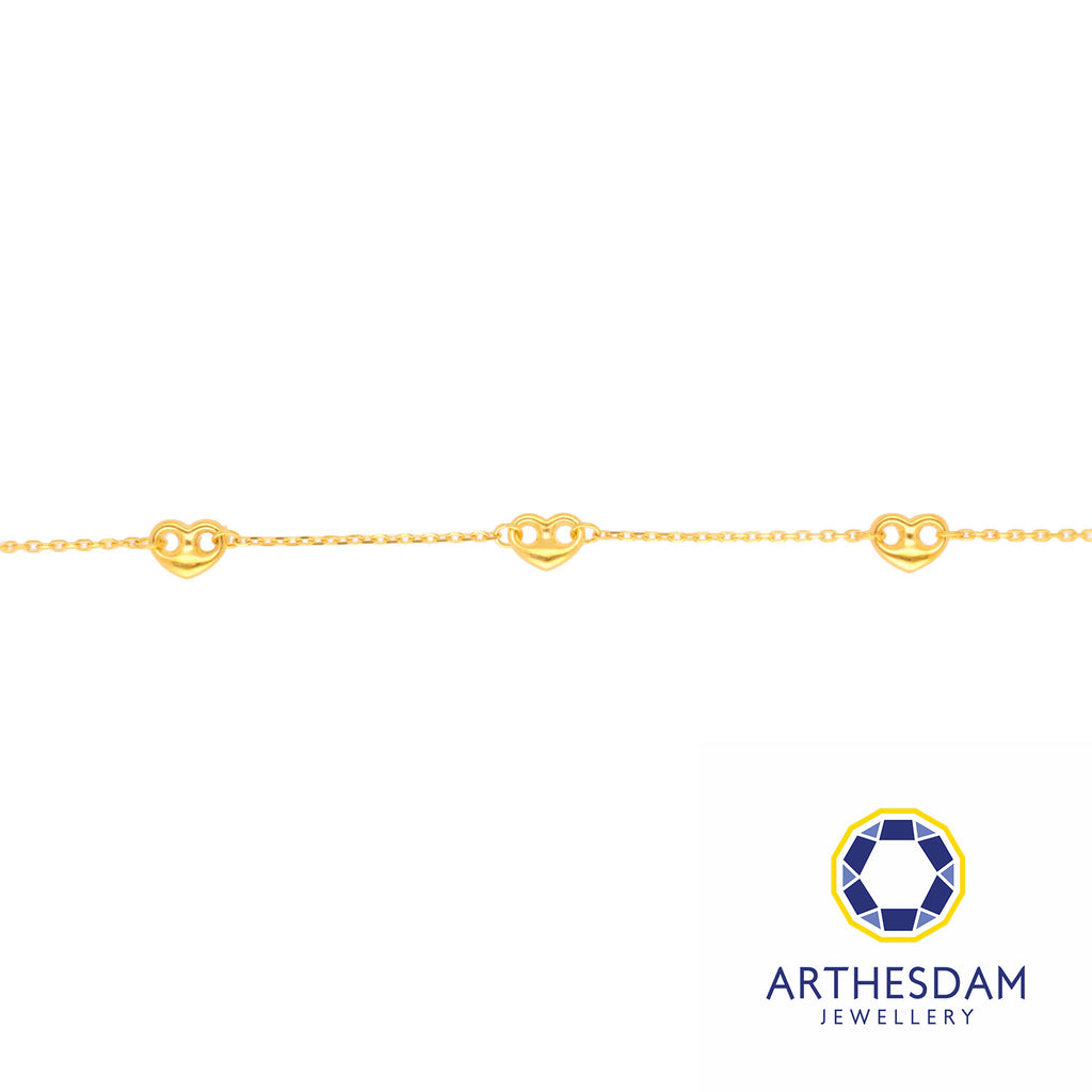 Arthesdam Jewellery 916 Gold Two-Toned Heart Marina Link Anklet