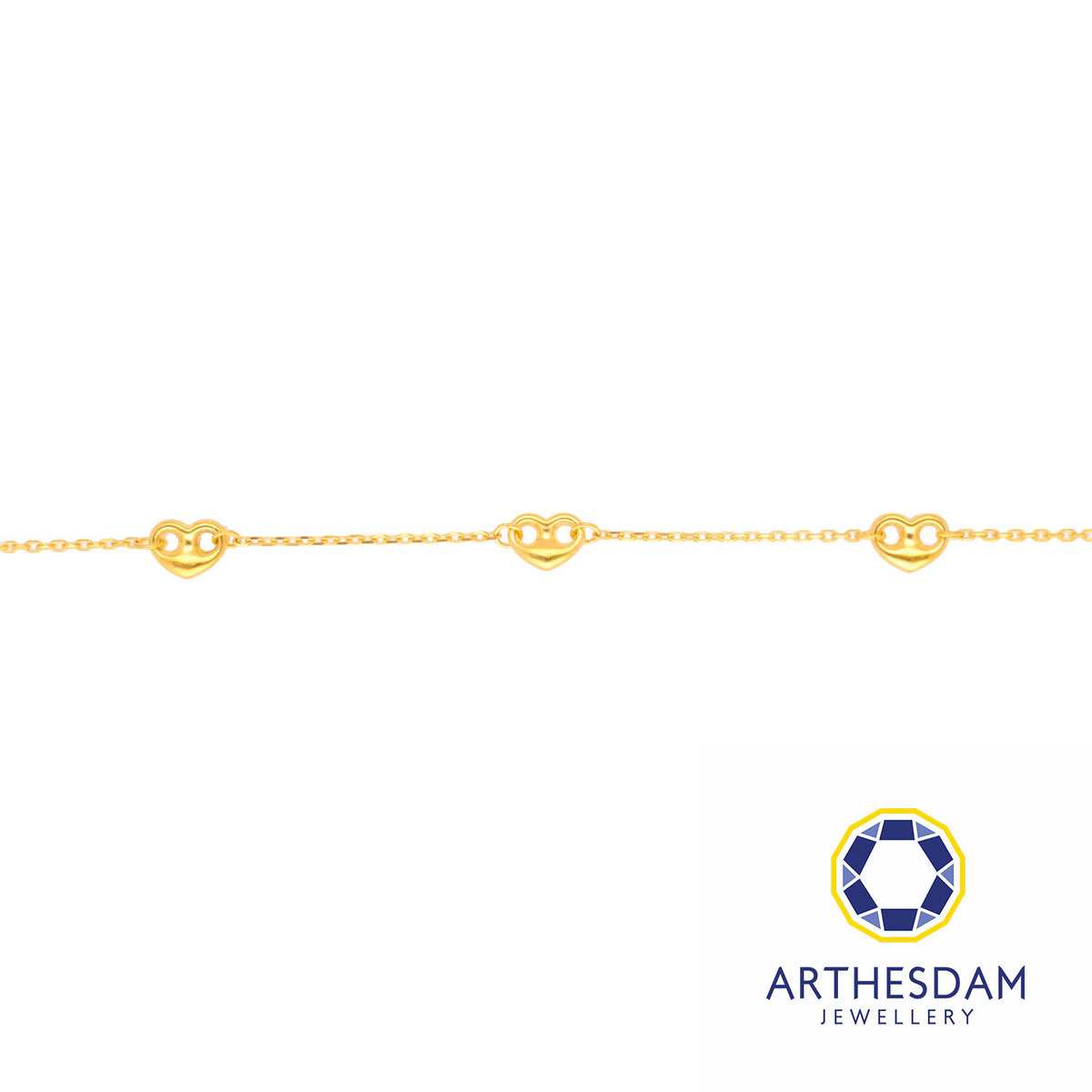 Arthesdam Jewellery 916 Gold Two-Toned Heart Marina Link Anklet
