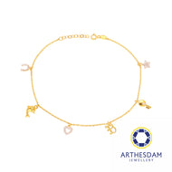 Arthesdam Jewellery 916 Gold Multi-Dangling Charm Anklet