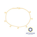 Arthesdam Jewellery 916 Gold Dangling Solo Heart Anklet