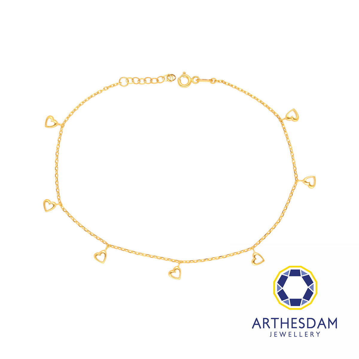 Arthesdam Jewellery 916 Gold Dangling Solo Heart Anklet