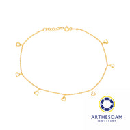 Arthesdam Jewellery 916 Gold Dangling Solo Heart Anklet