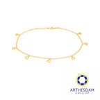 Arthesdam Jewellery 916 Gold Dangling Solo Heart Anklet